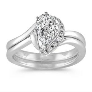 Engagement and Wedding Band Set. White Gold. Size 5.5. 0.97 ct.